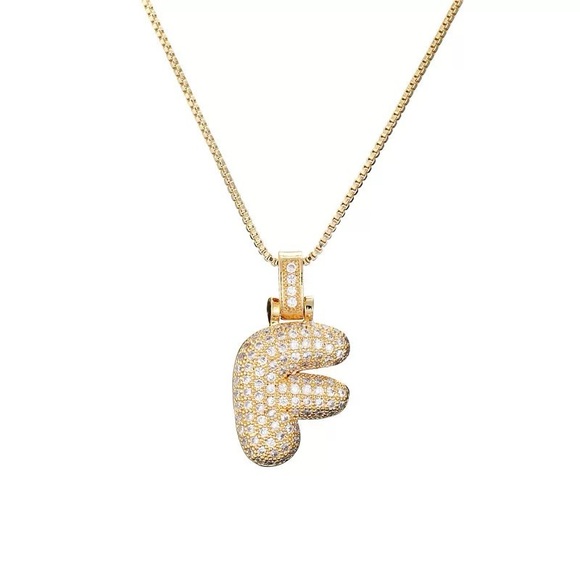 Sparkly bubble shape gold tone Initials letters necklace - Picture 8 of 9